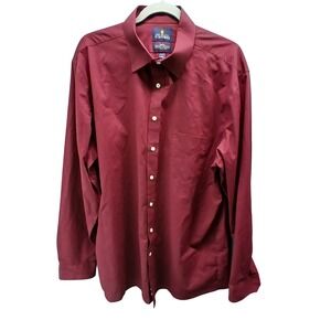 Stafford Mens Burgundy Tailored Fit  Dress Shirt 17 1/2 36-37